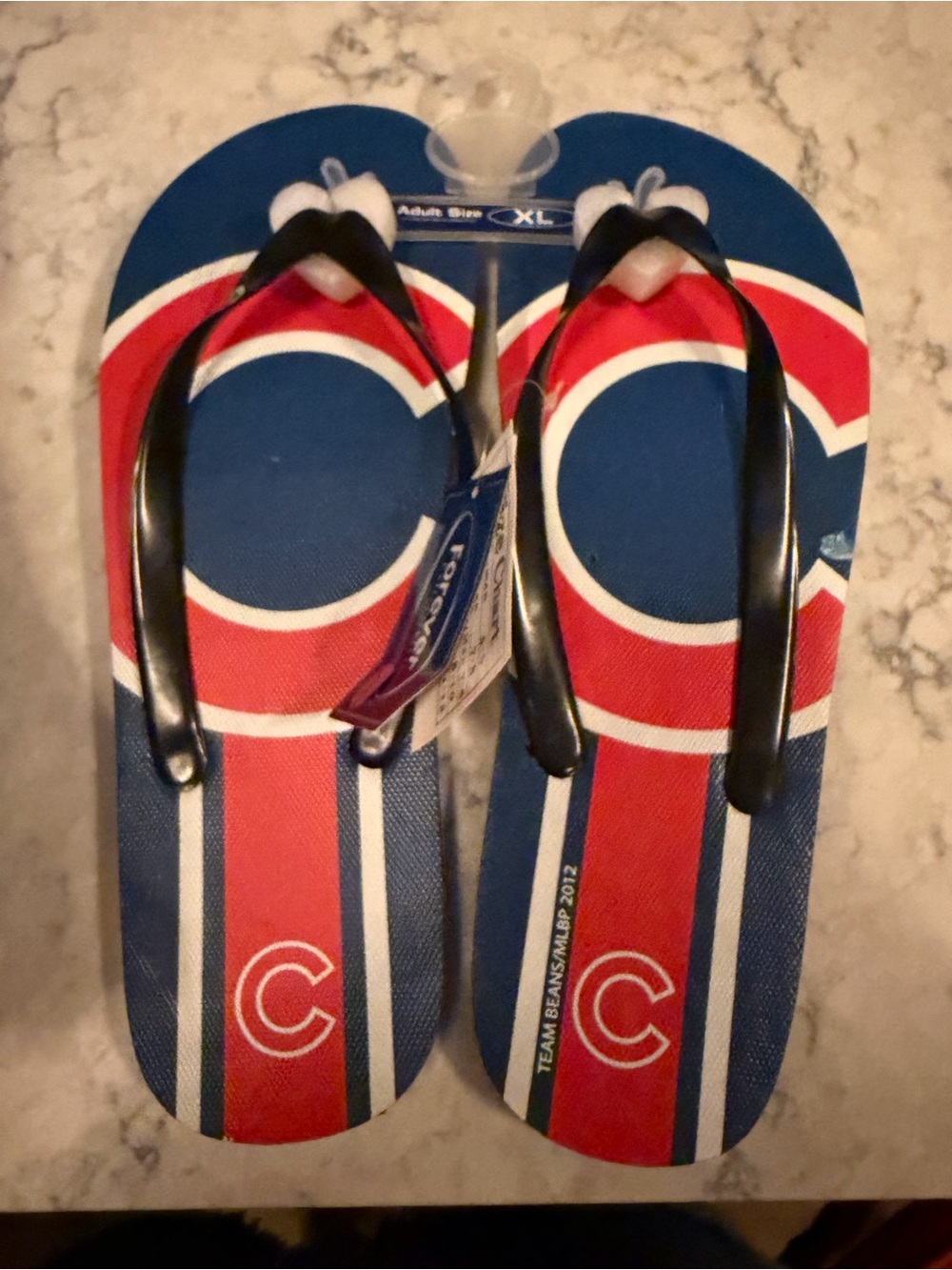 Mens Red & Blue Flip Flops with Team C Logo - Youth Beach Sandals